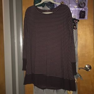 Purple and Black Striped Long Sleeve Dress